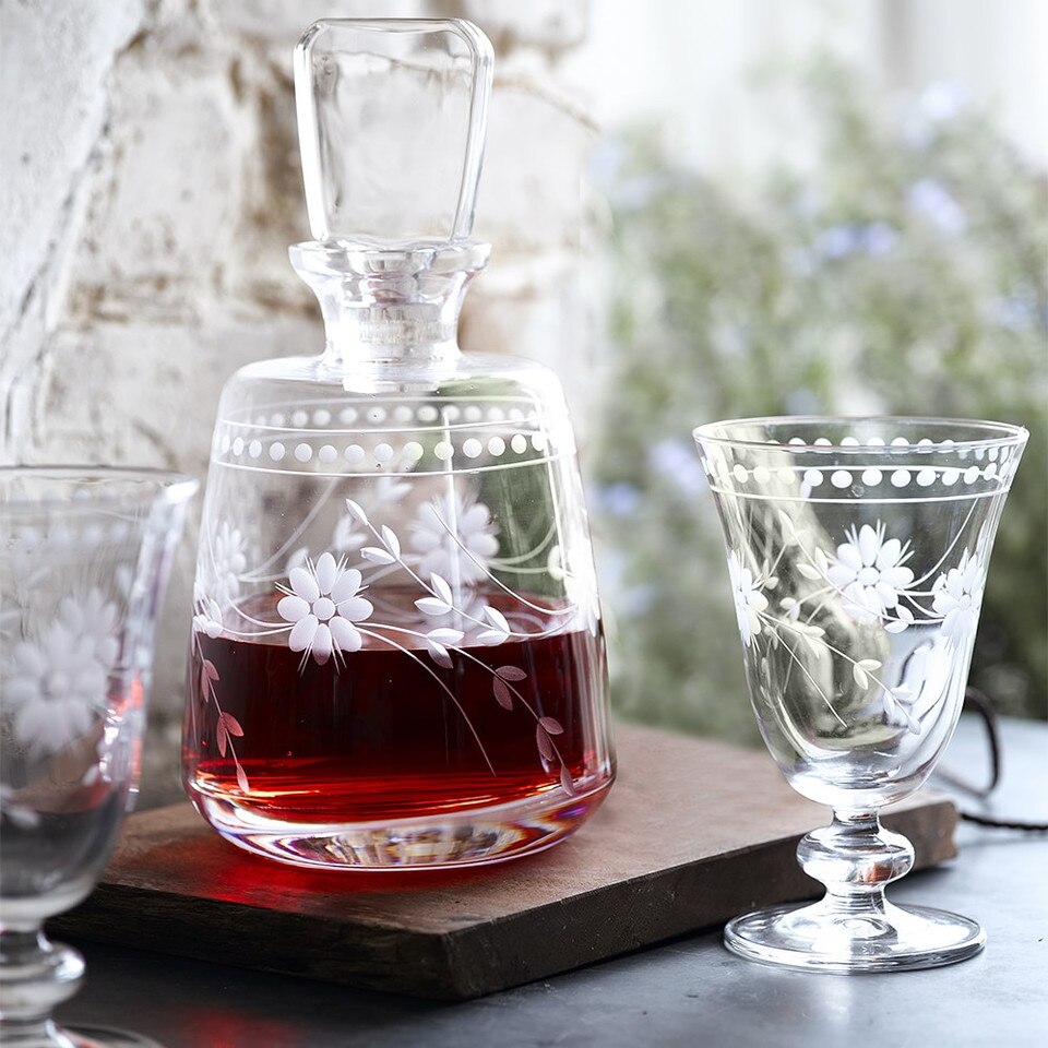 Vintage Etched Water Glass Williams Sonoma Australia